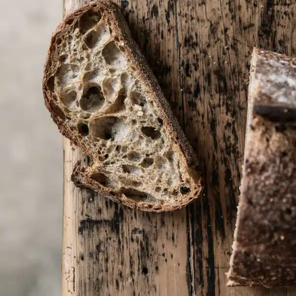 Sliced bread made using Marriages wholemeal organic flour.