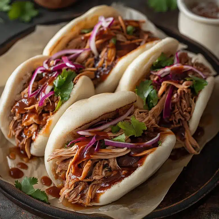 Sourdough bao buns with pulled