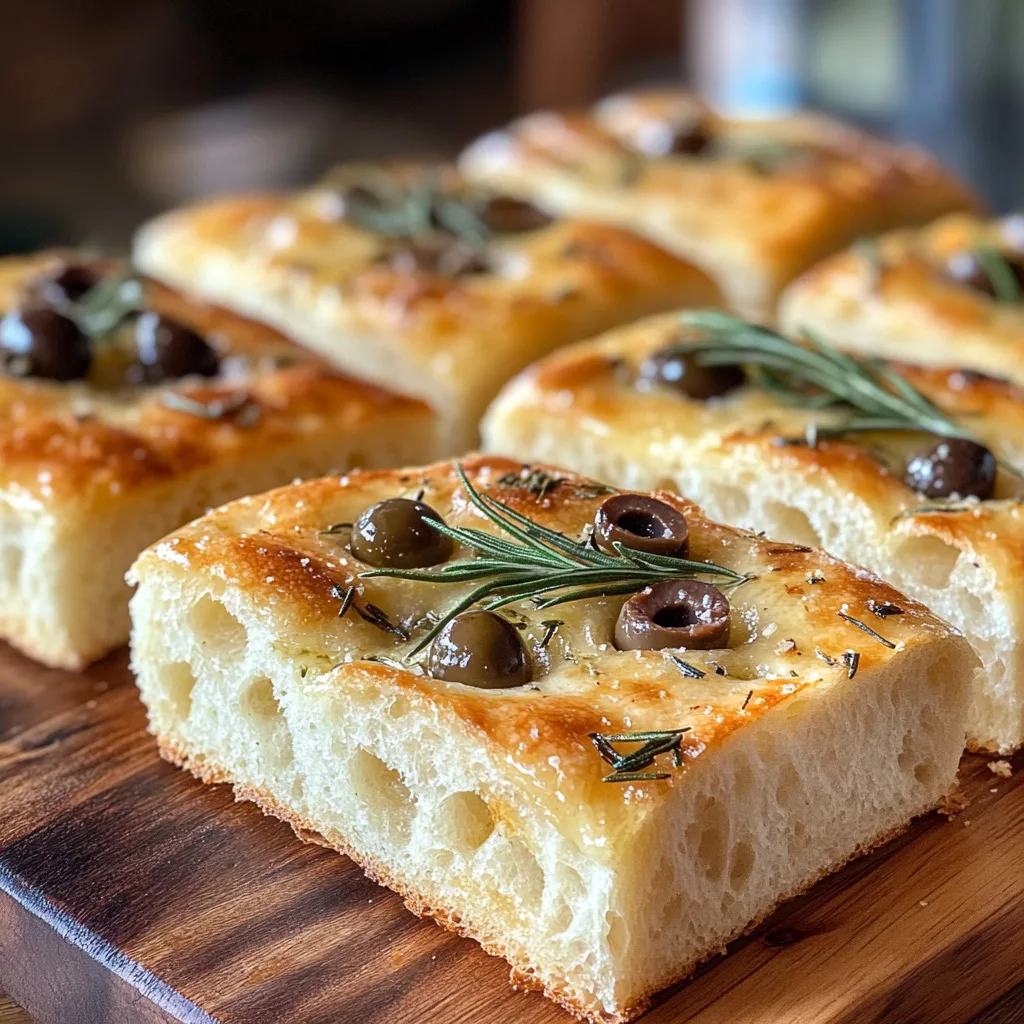 Baked Focaccia close-up.